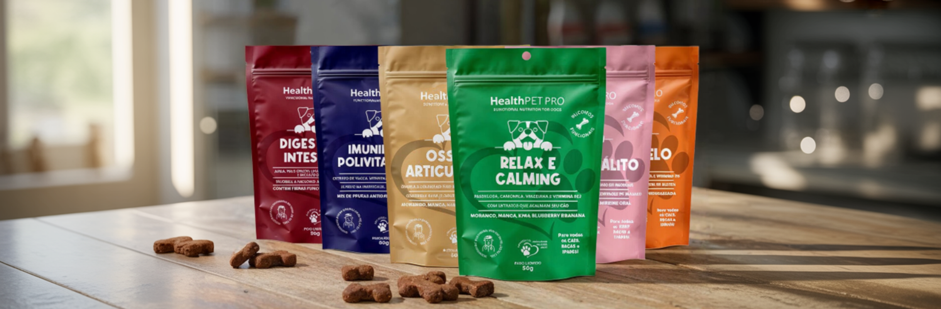 As seis linhas de biscoitos funcionais HealthPET PRO